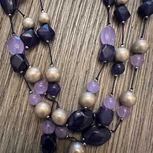Purple and Silver Beaded Necklace